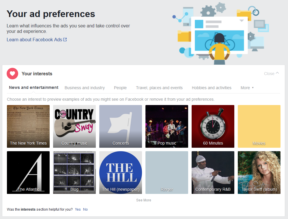 Some of these pages are things I’ve actually clicked on, and some of them are “related to” things I’ve interacted with. Many of them are wrong.