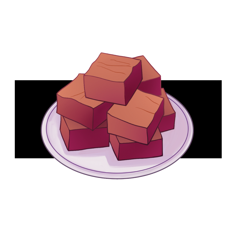 A plate of fudge bars on a black redaction bar. A plate of fudge bars on a black redaction bar.