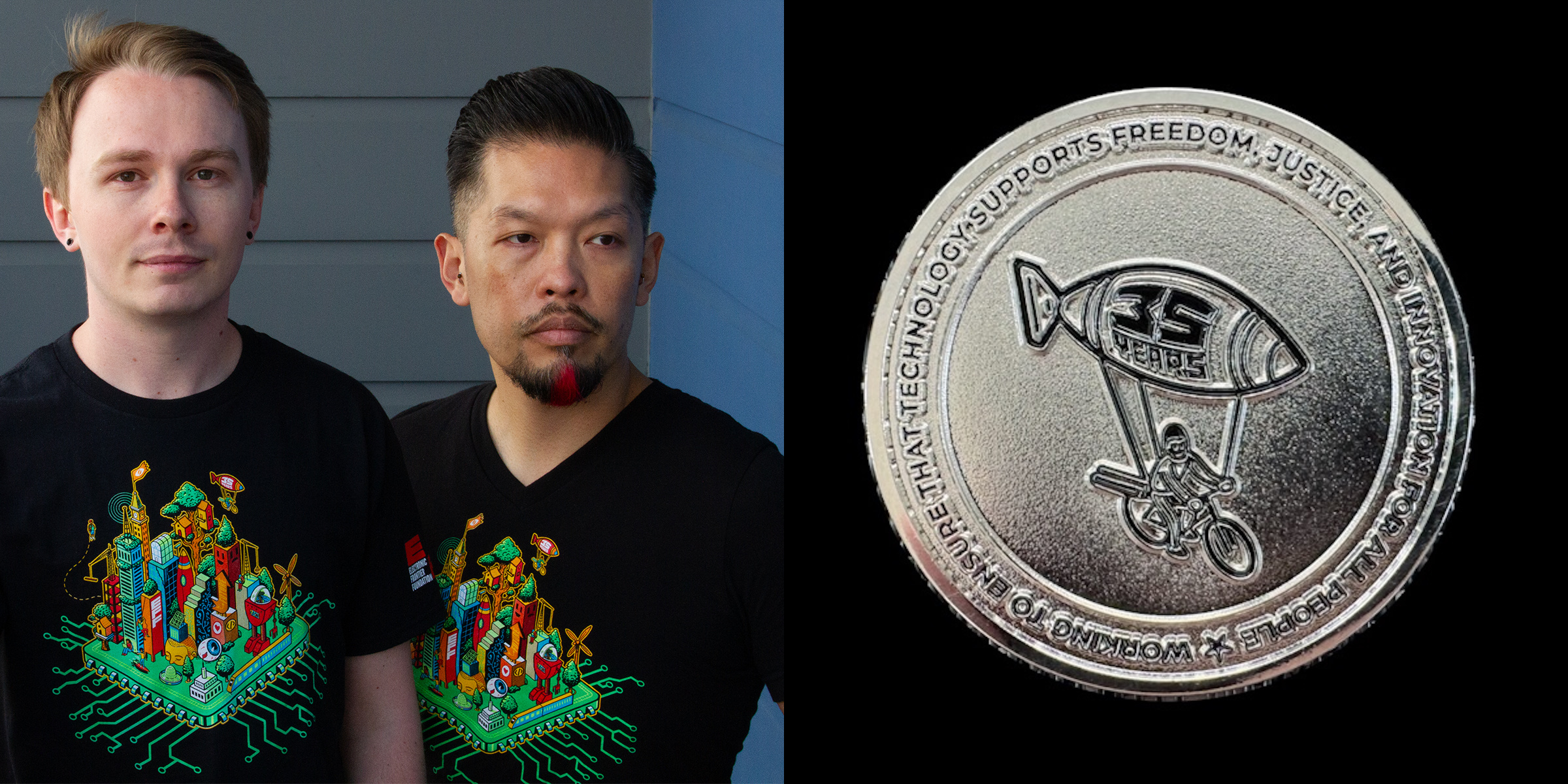 EFF's Cityscape t-shirt and 35th Anniversary Challenge Coin
