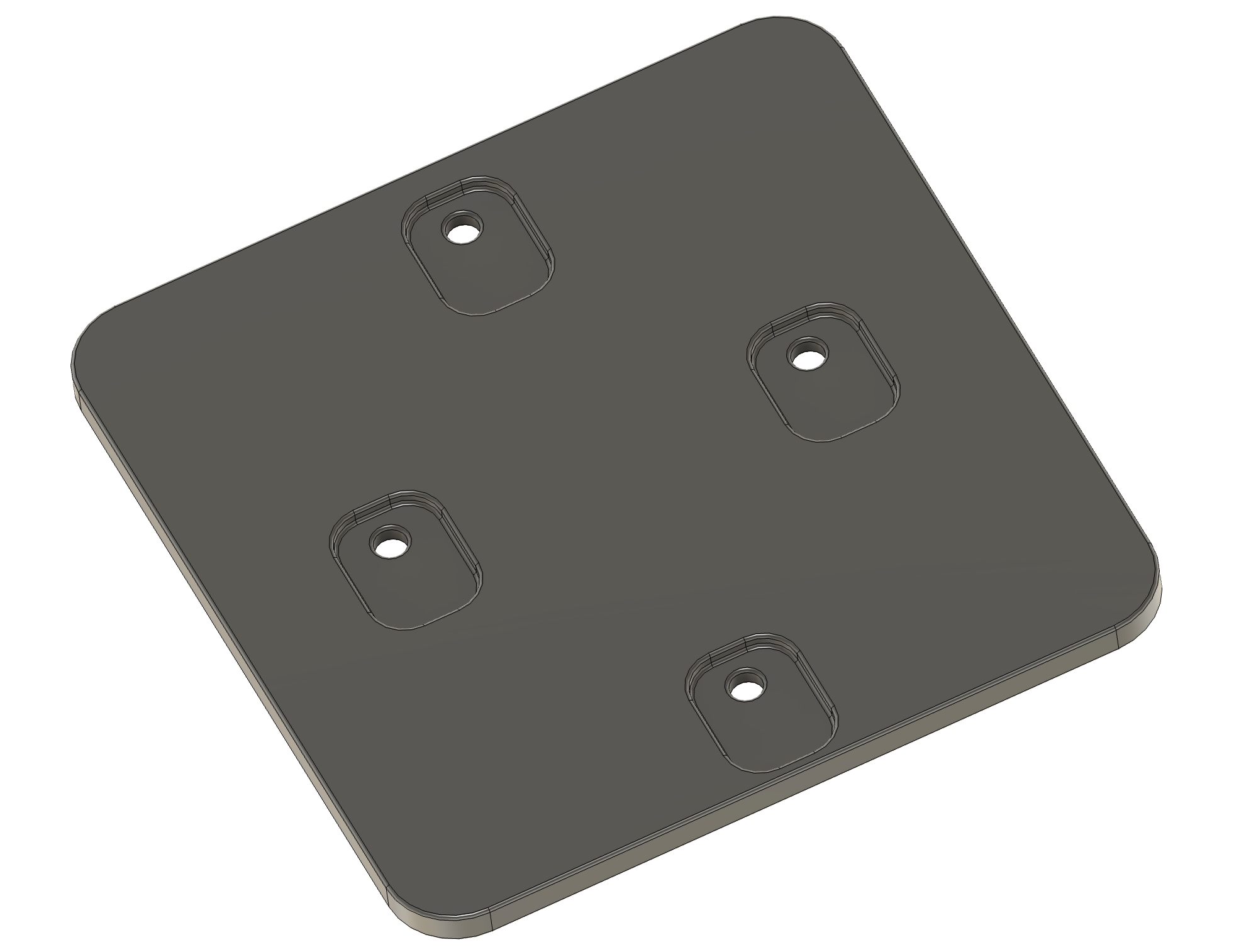 Simple rectangular model with recesses and through holes.