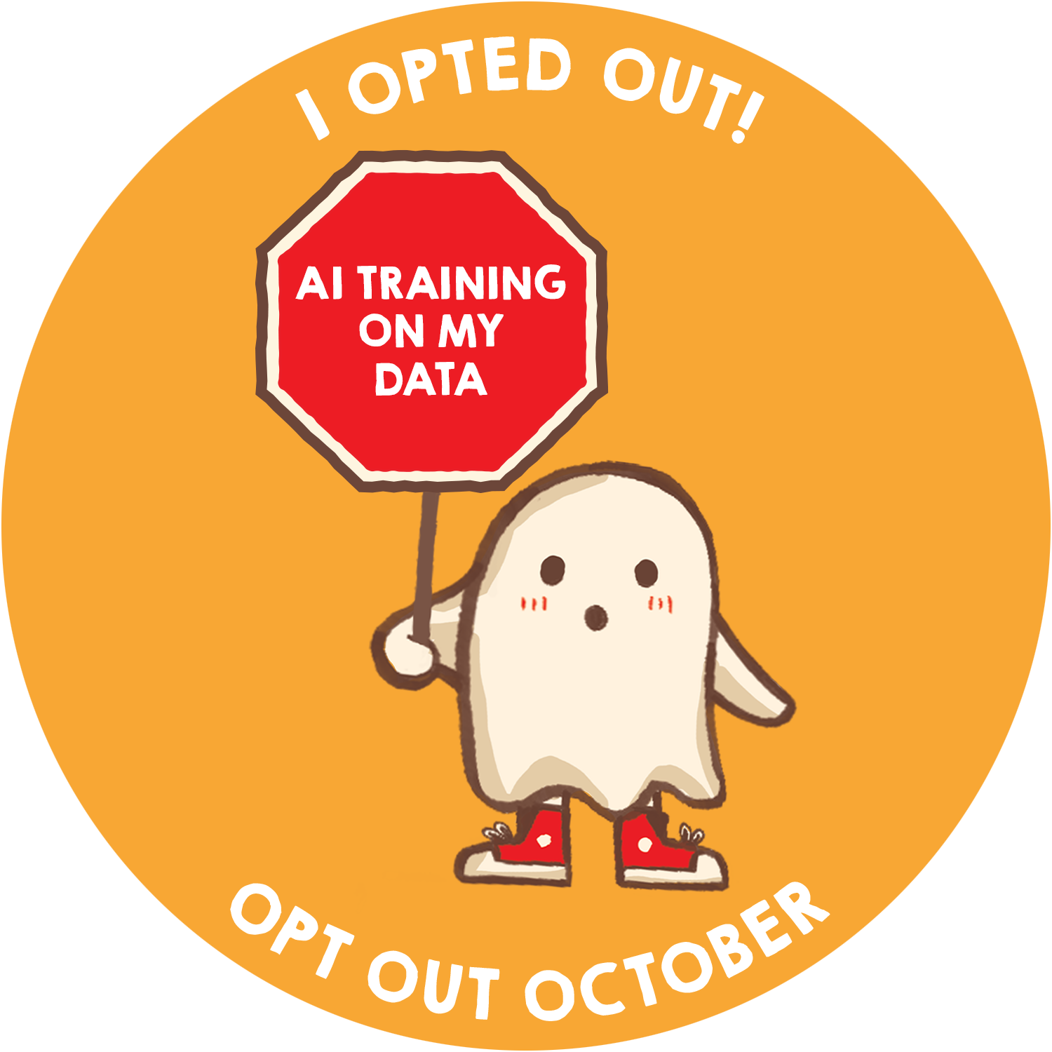 ghost holding a sign that says "i opted out"